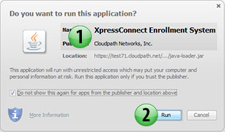 Sample java security pop up image
